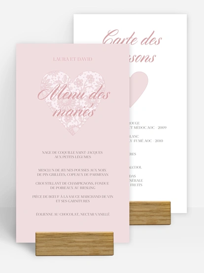 Menu mariage Oui romantique