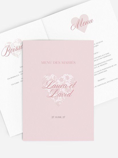 Menu mariage Oui romantique