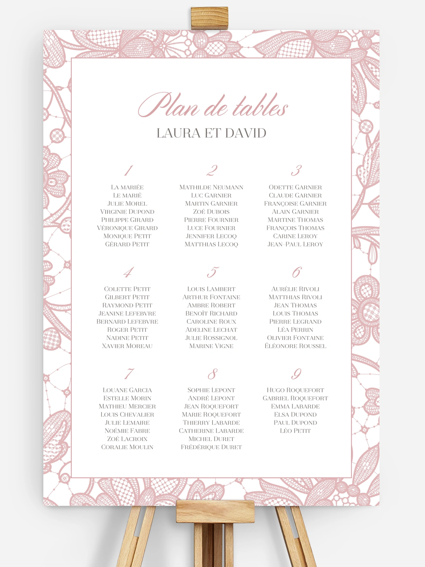 Poster plan de table mariage Oui romantique