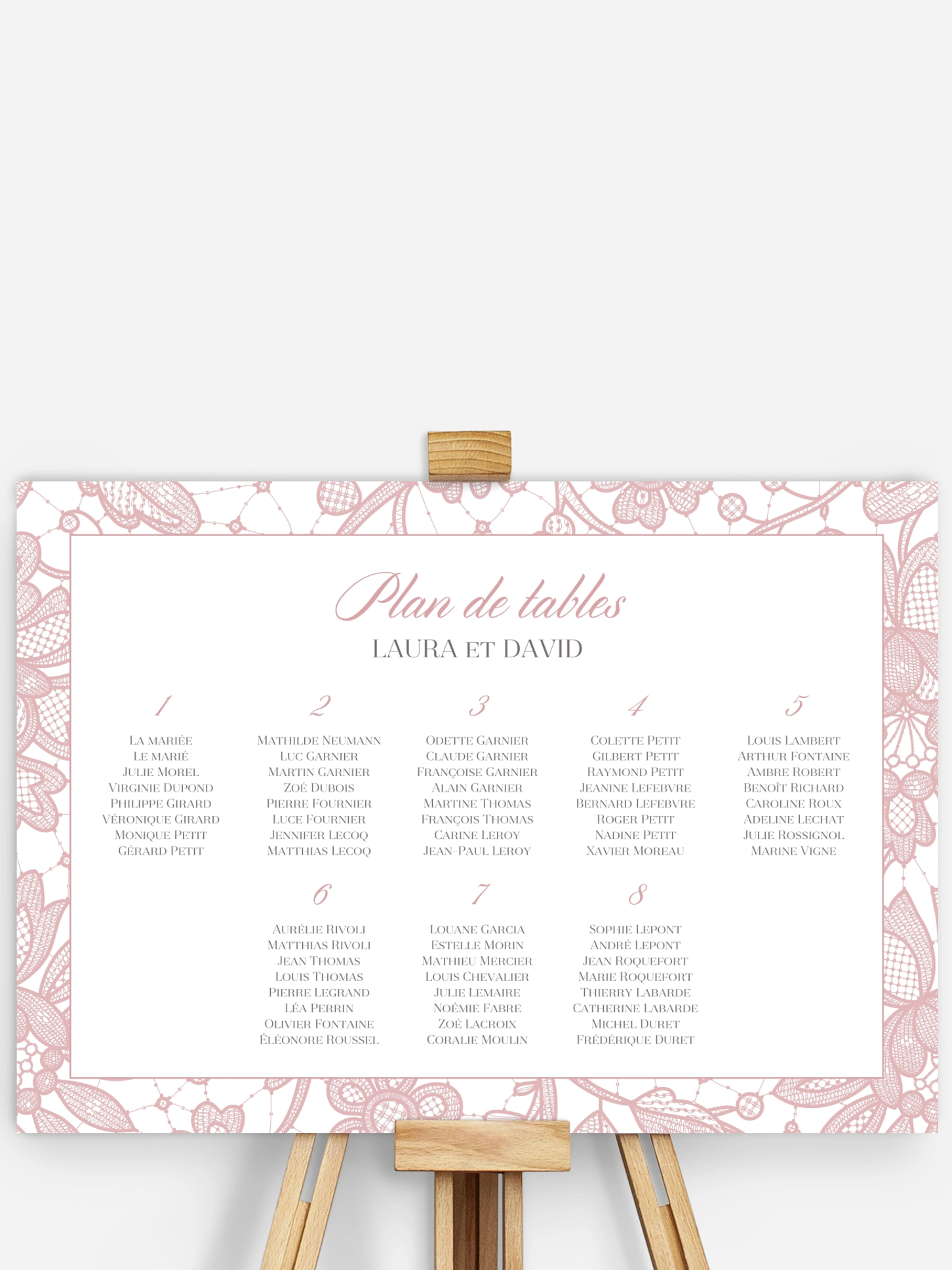 Poster plan de table mariage Oui romantique