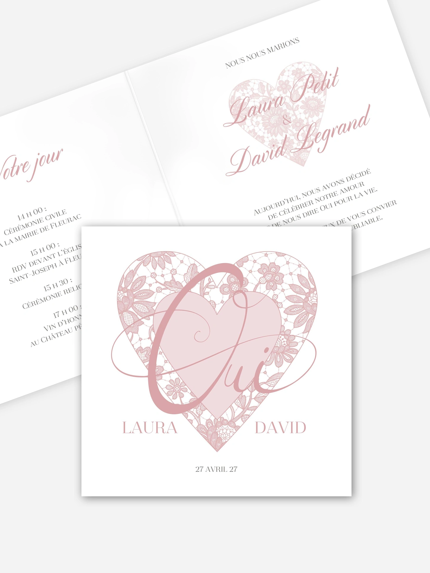 Faire-part de mariage Oui romantique