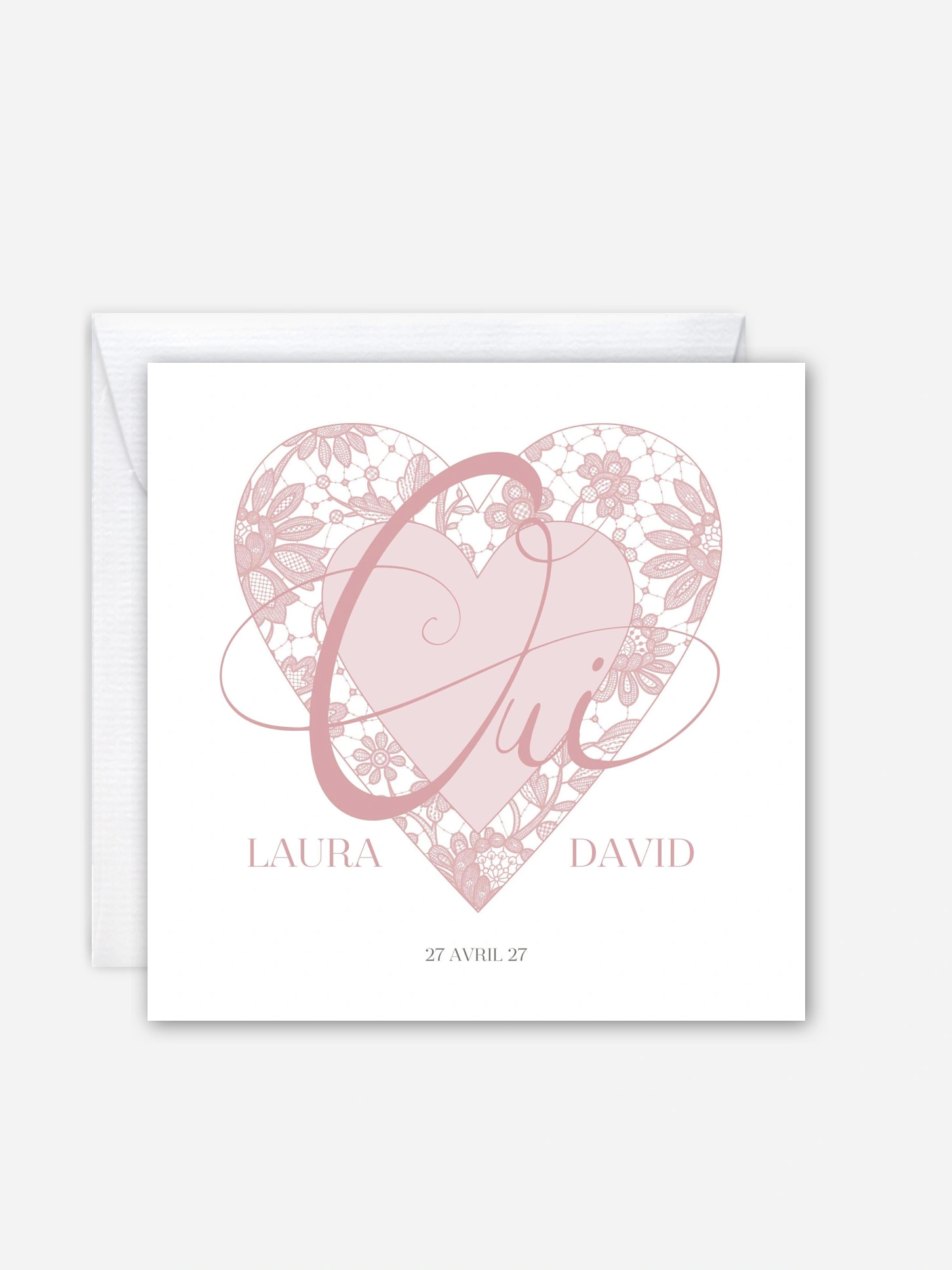 Faire-part de mariage Oui romantique