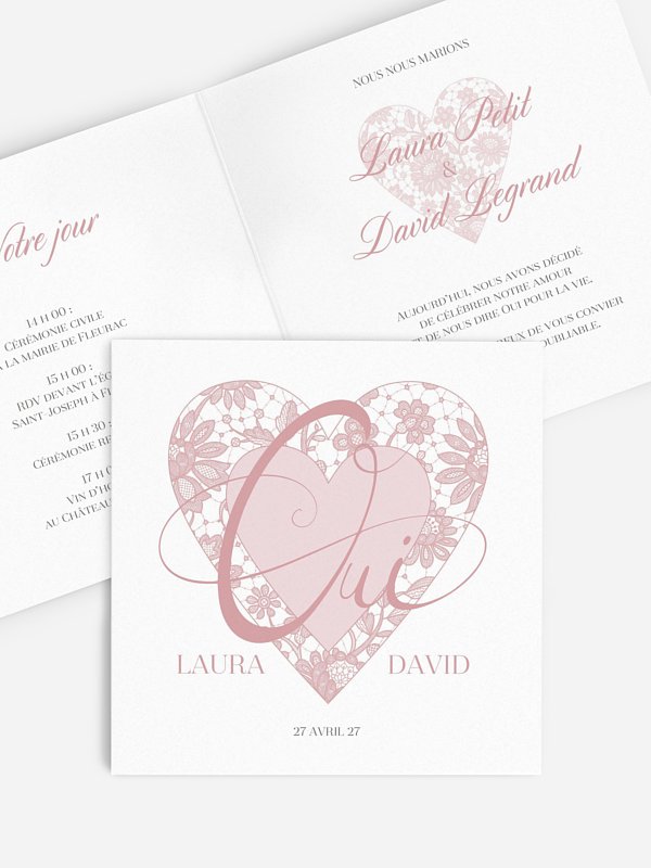 Faire-part de mariage Oui romantique