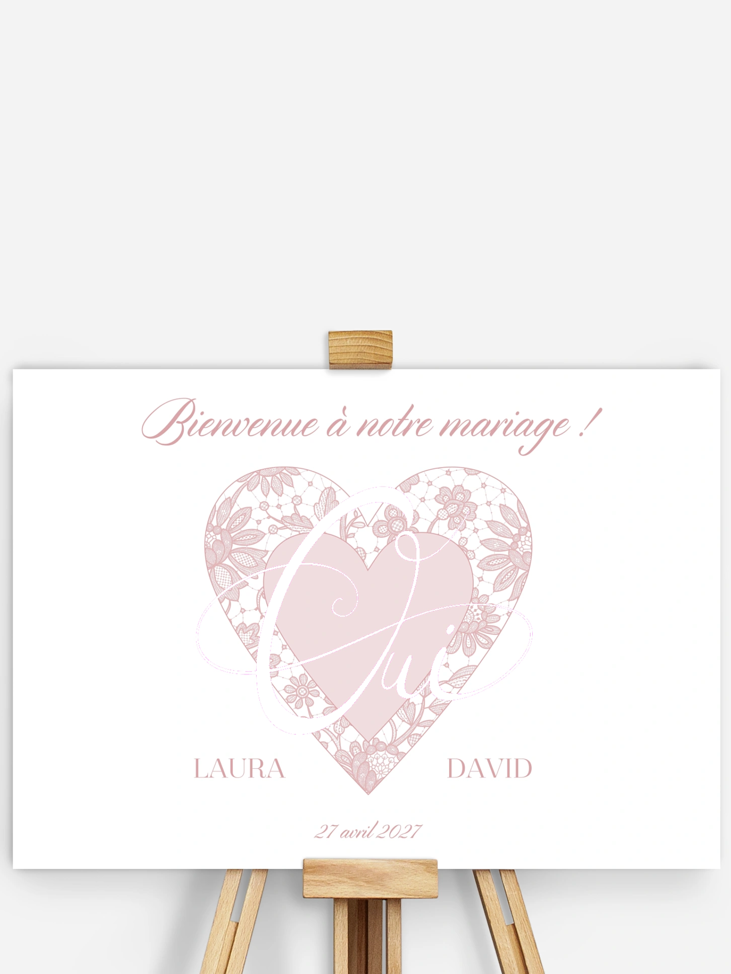 Poster bienvenue mariage Oui romantique