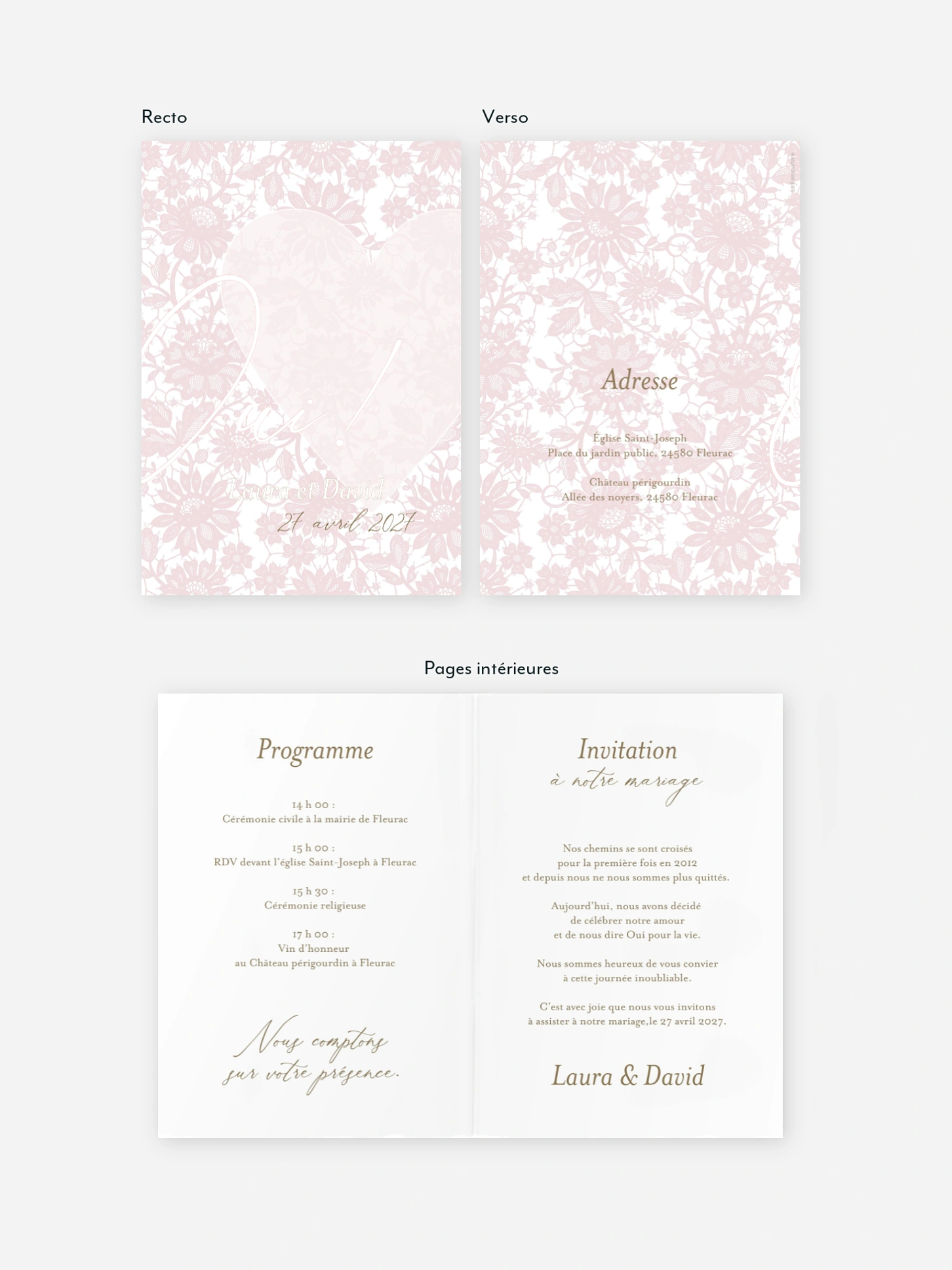 Faire-part de mariage Oui en dentelle