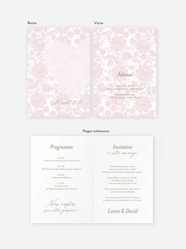 Faire-part de mariage Oui en dentelle