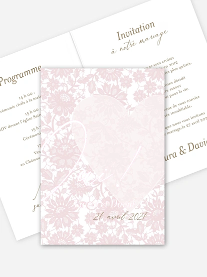 Faire-part de mariage Oui en dentelle