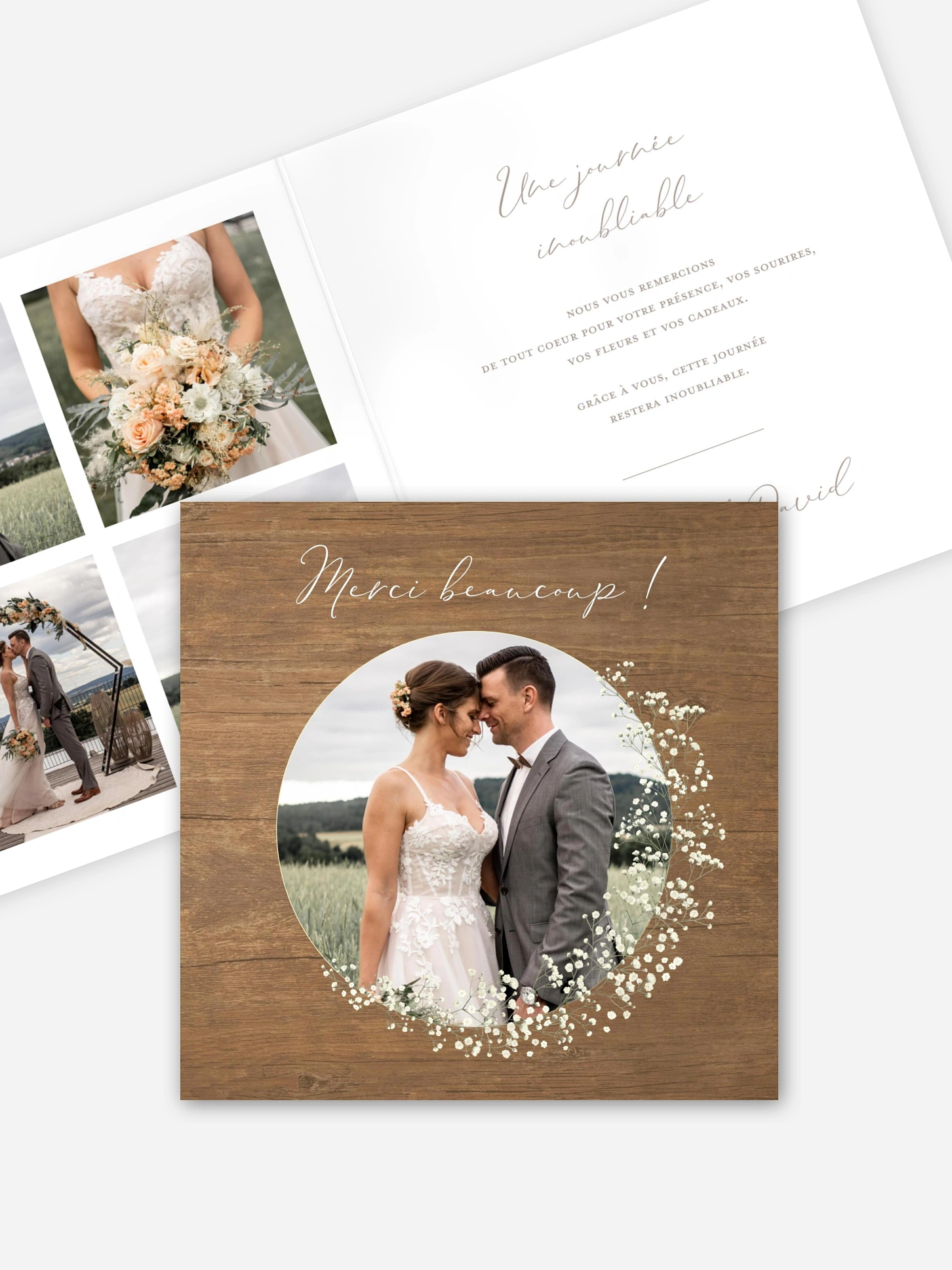 Carte de remerciements Couronne gypsophile