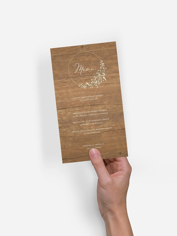 Menu mariage Couronne gypsophile