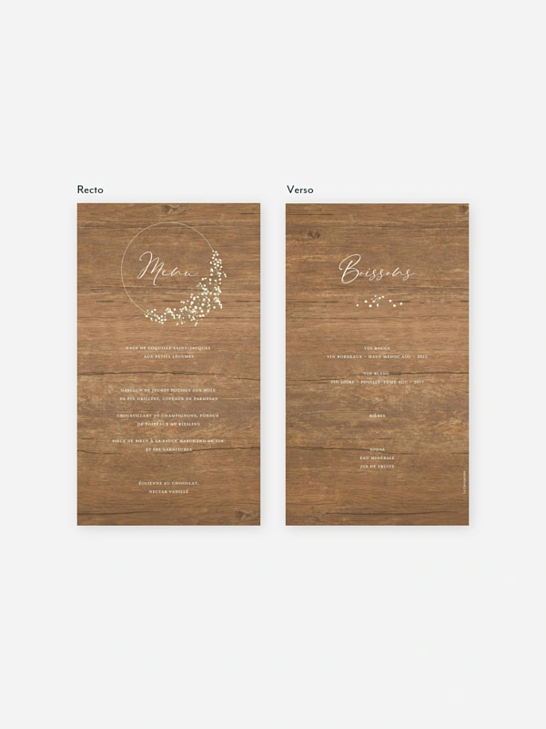 Menu mariage Couronne gypsophile
