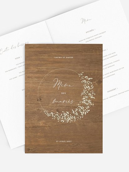 Menu mariage Couronne gypsophile