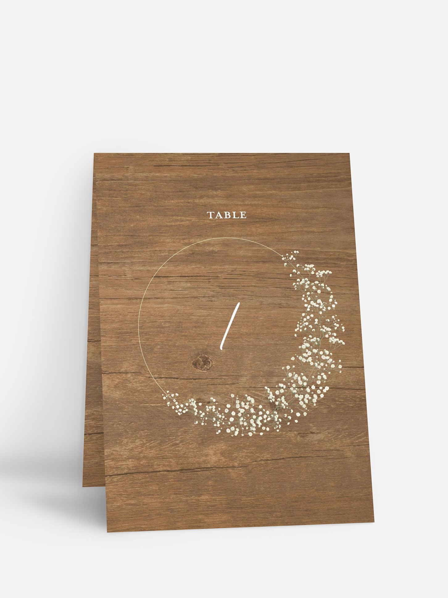 Numéro de table mariage Couronne gypsophile