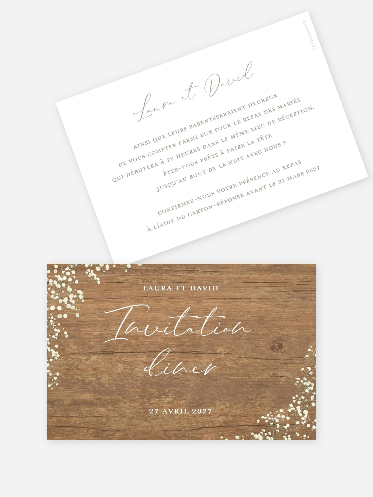 Carton d'invitation Couronne gypsophile