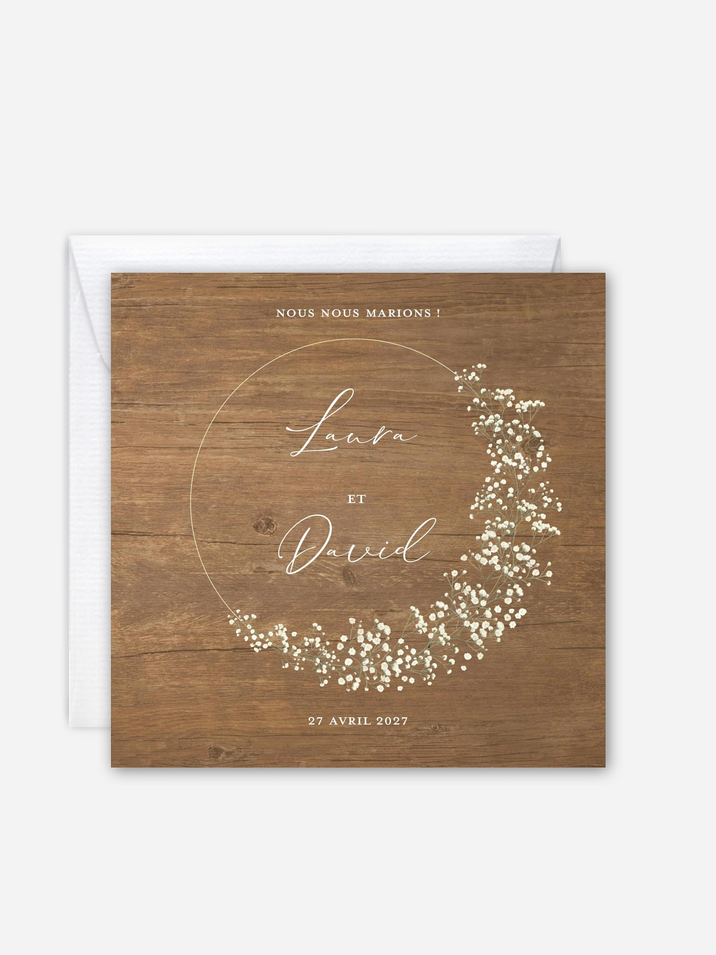 Faire-part de mariage Couronne gypsophile