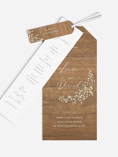 Faire-part de mariage Couronne gypsophile