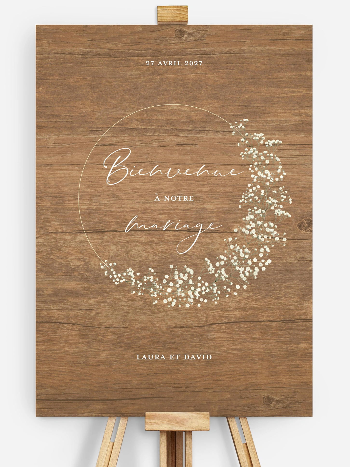 Poster bienvenue mariage Couronne gypsophile
