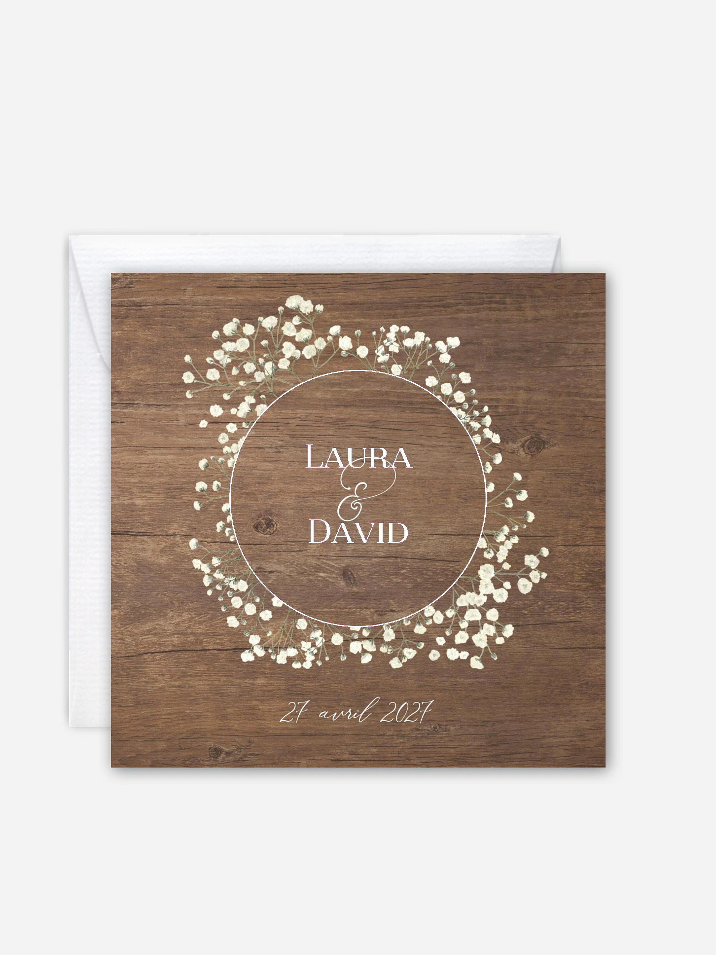 Faire-part de mariage Bouquet de gypsophile
