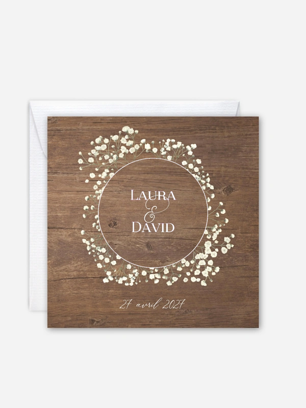 Faire-part de mariage Bouquet de gypsophile