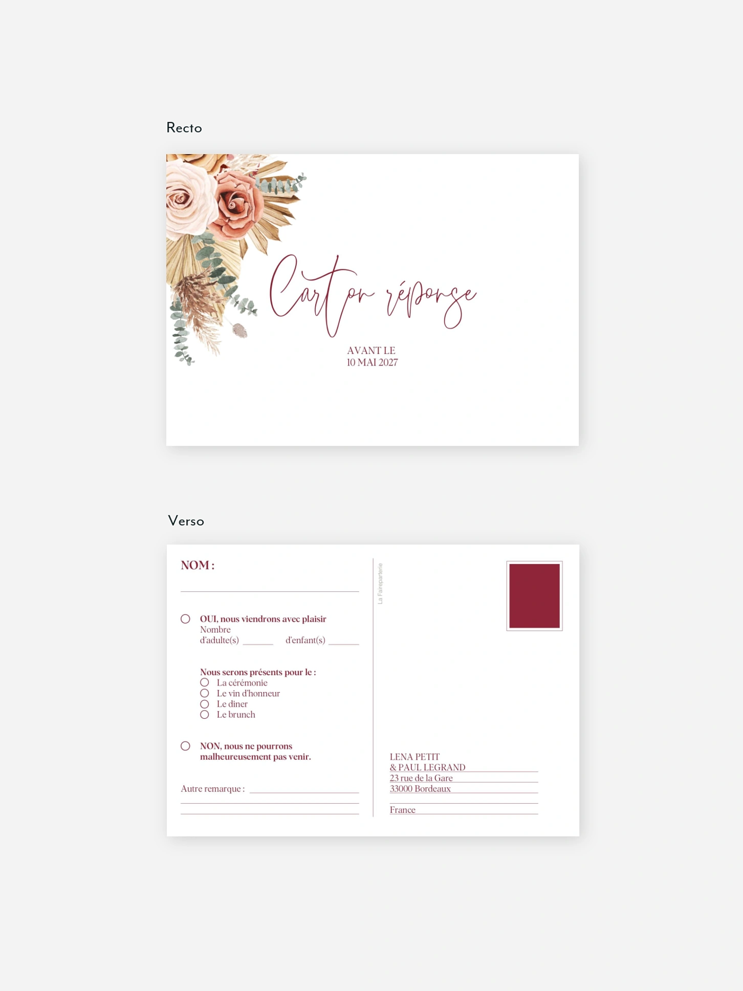 Carton réponse Bohemian Florals