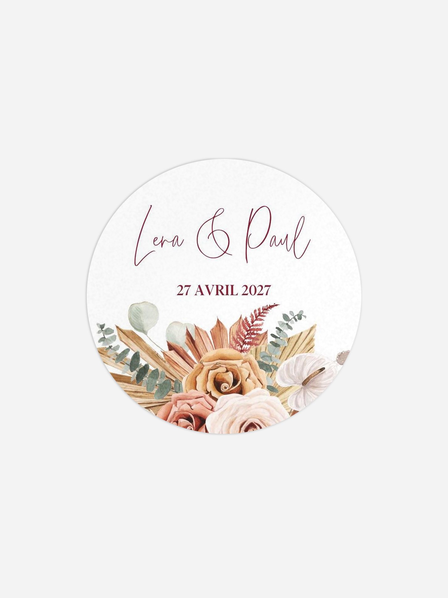 Étiquette cadeau mariage Bohemian Florals