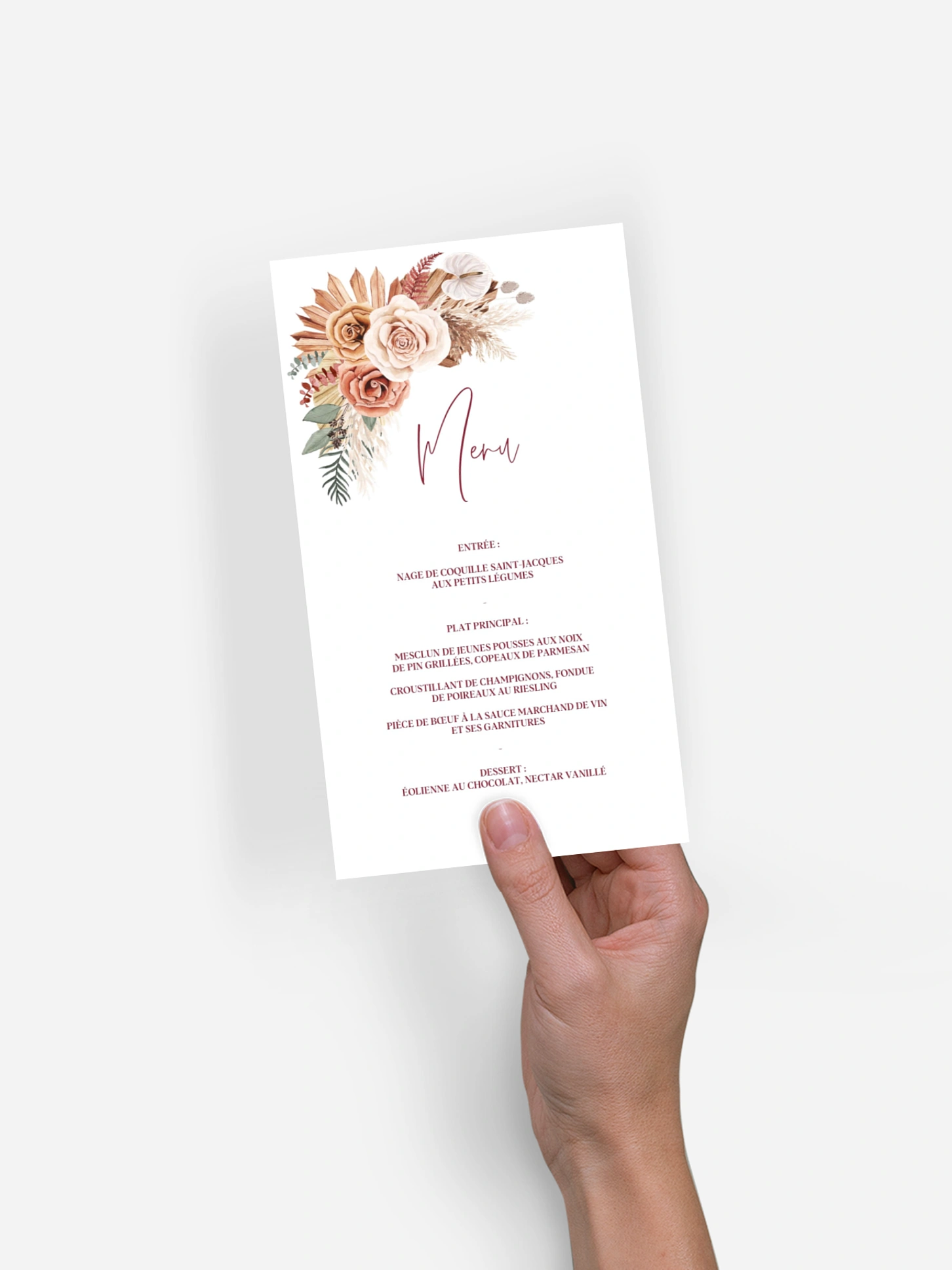 Menu mariage Bohemian Florals