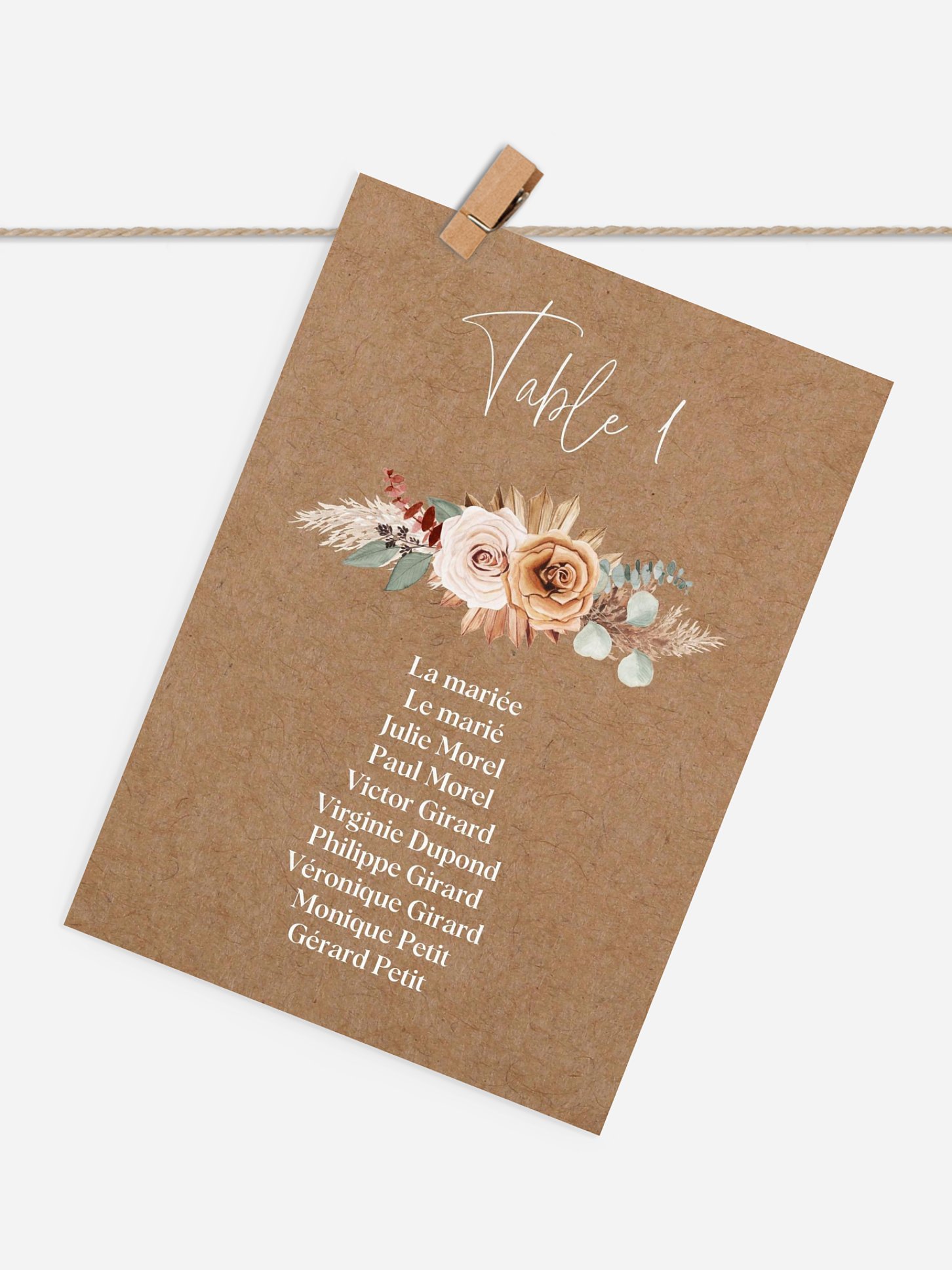 Cartons plan de table mariage Bohemian Florals