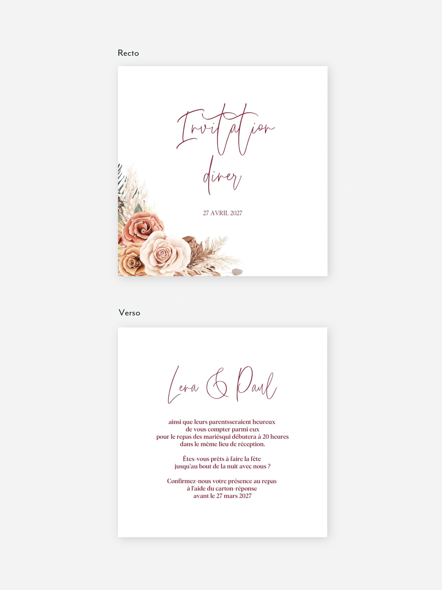 Carton d'invitation Bohemian Florals