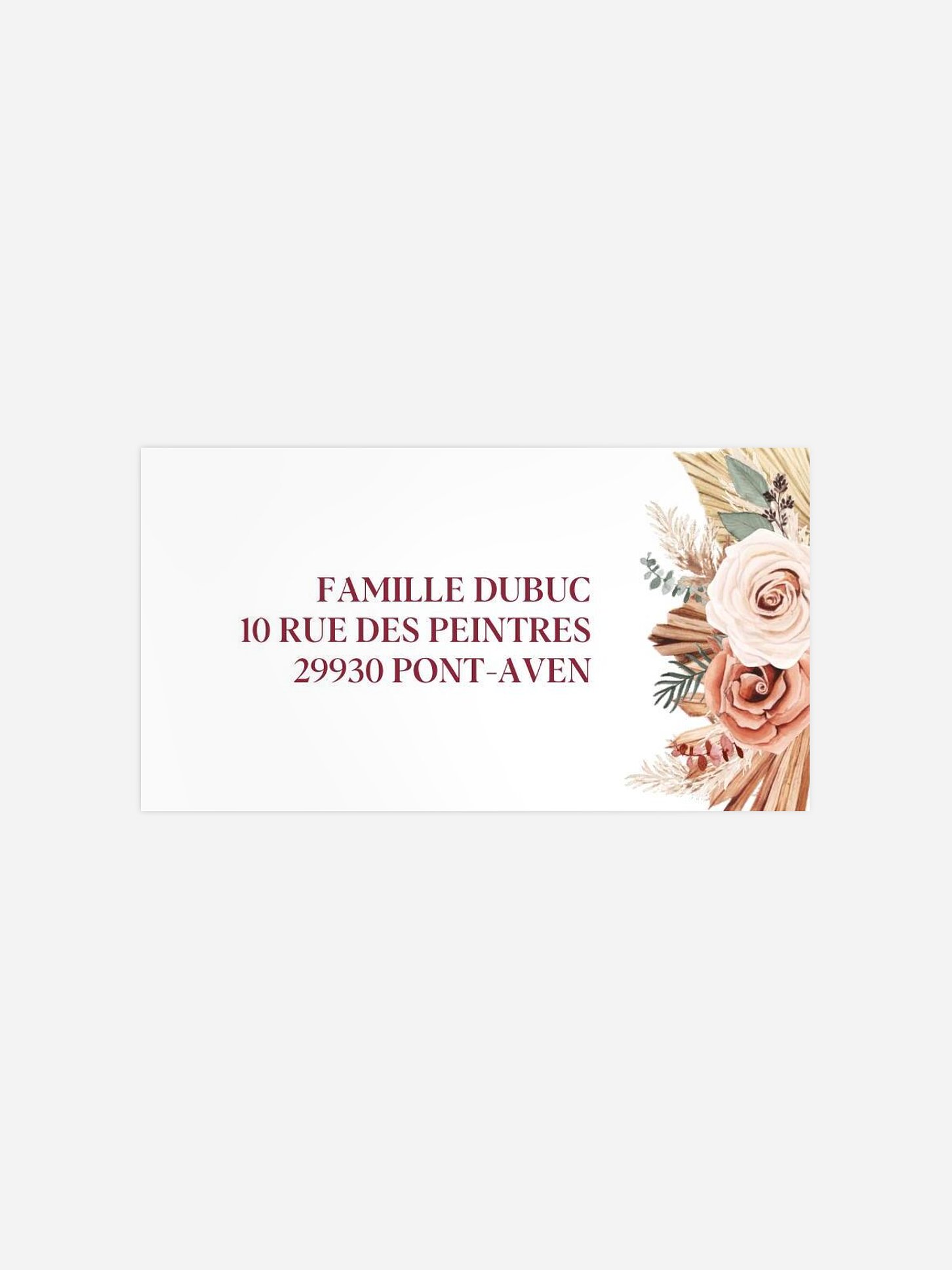 Étiquette destinataire mariage Bohemian Florals