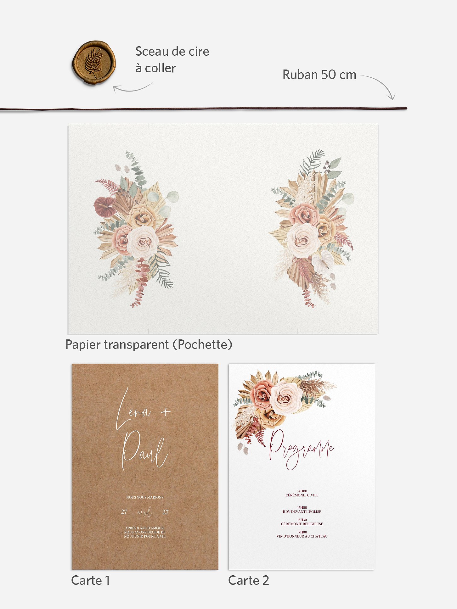 Faire-part de mariage Bohemian Florals