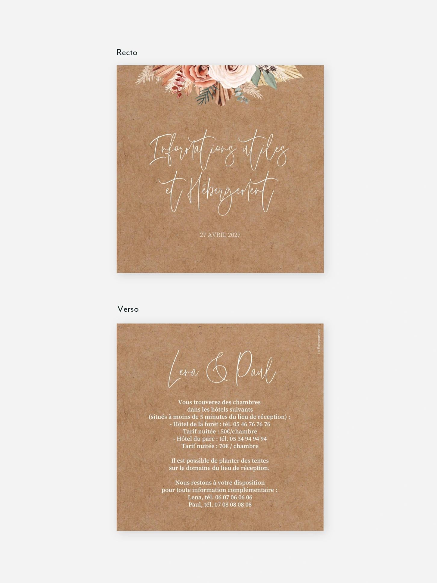 Carton information hébergement Bohemian Florals