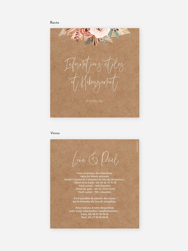 Carton information hébergement Bohemian Florals