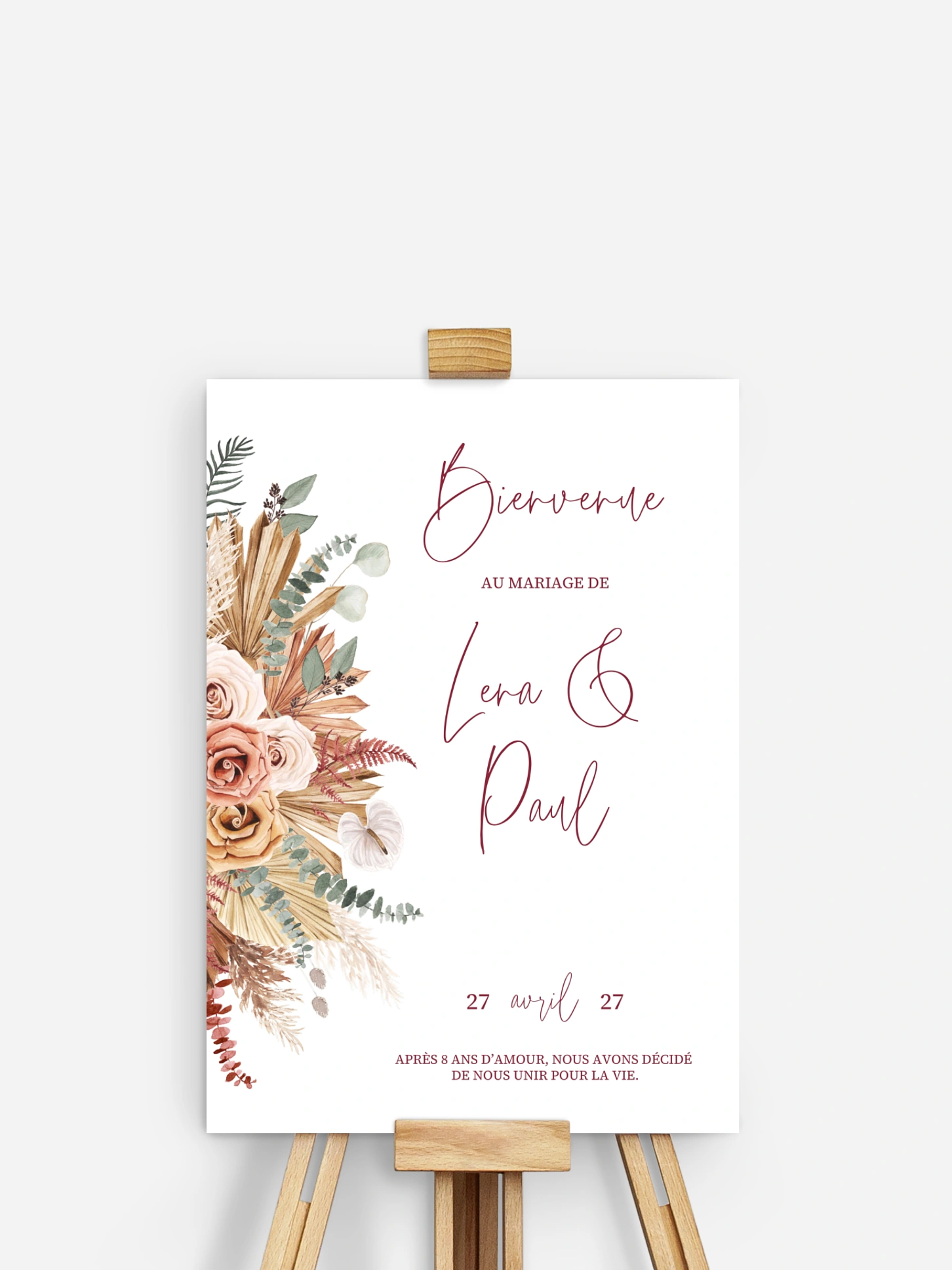 Poster bienvenue mariage Bohemian Florals