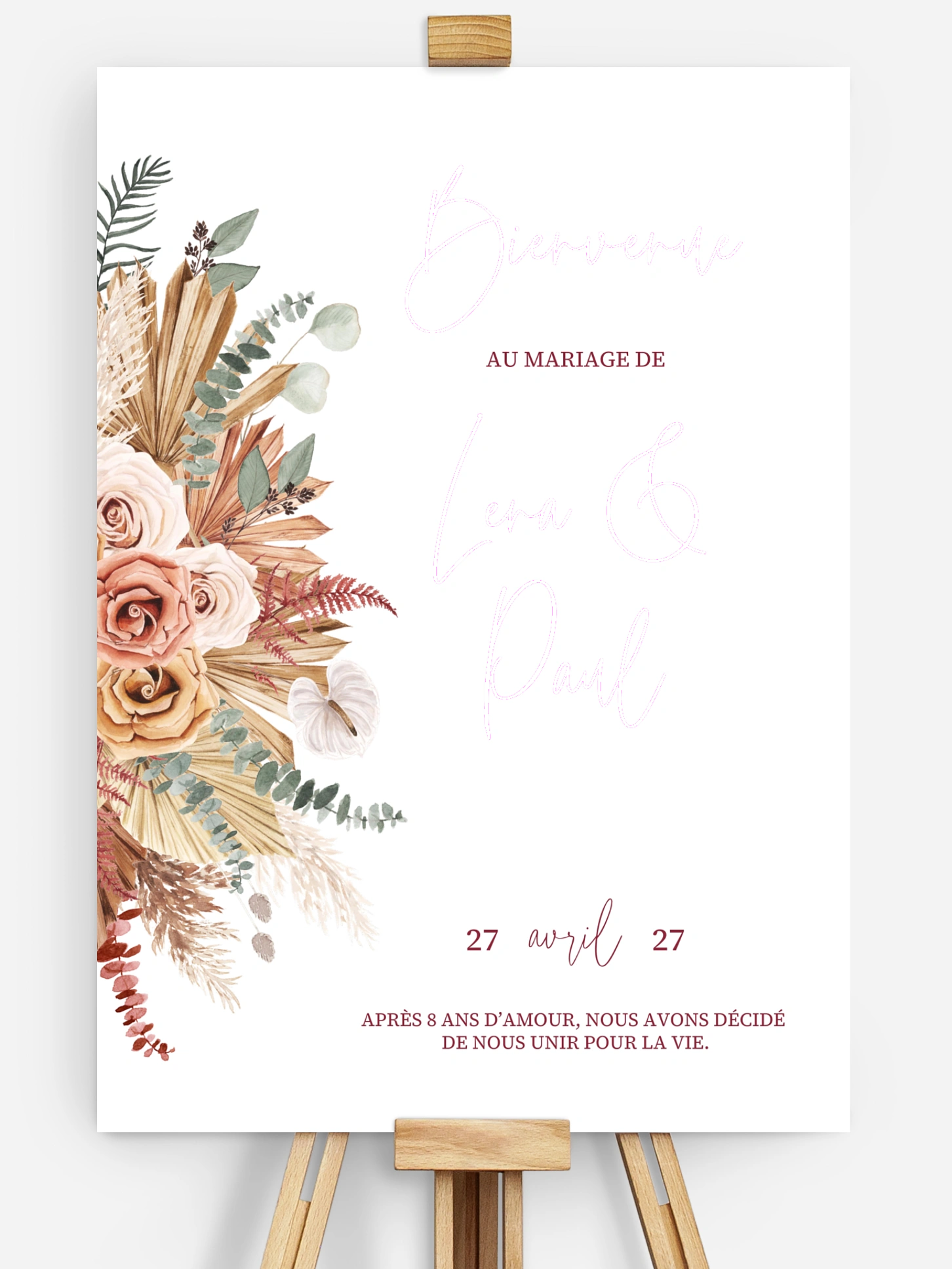 Poster bienvenue mariage Bohemian Florals