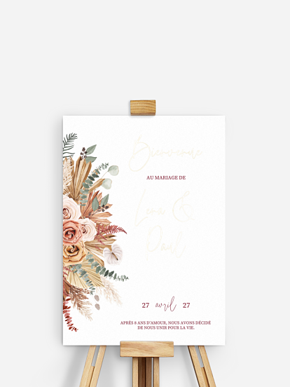 Poster bienvenue mariage Bohemian Florals