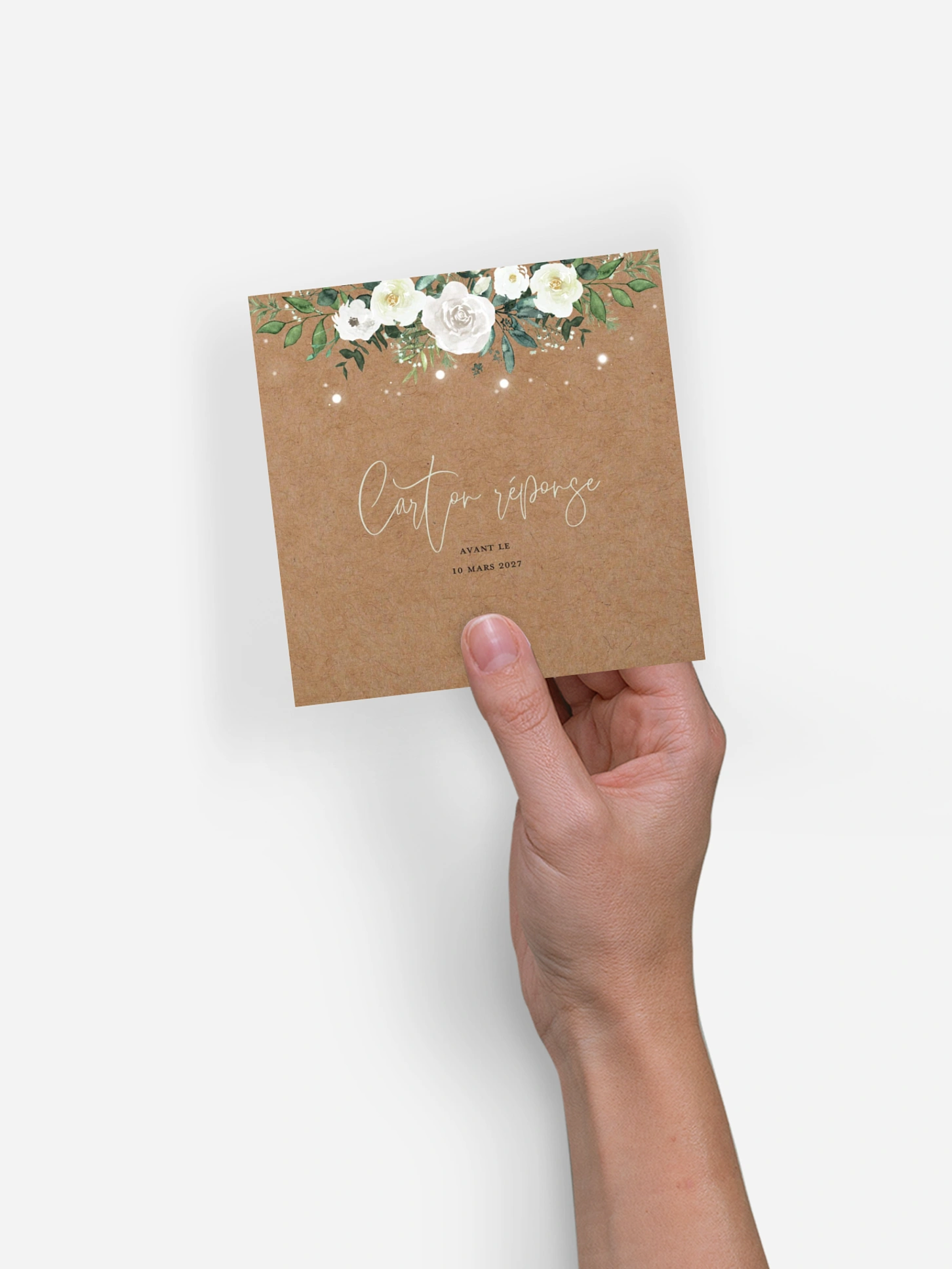 Carton réponse Roses enchantées effet kraft