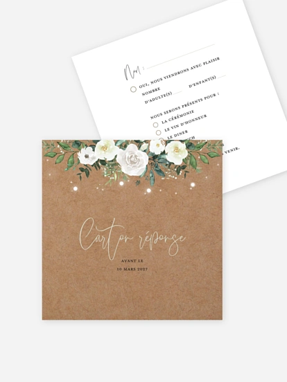 Carton réponse Roses enchantées effet kraft