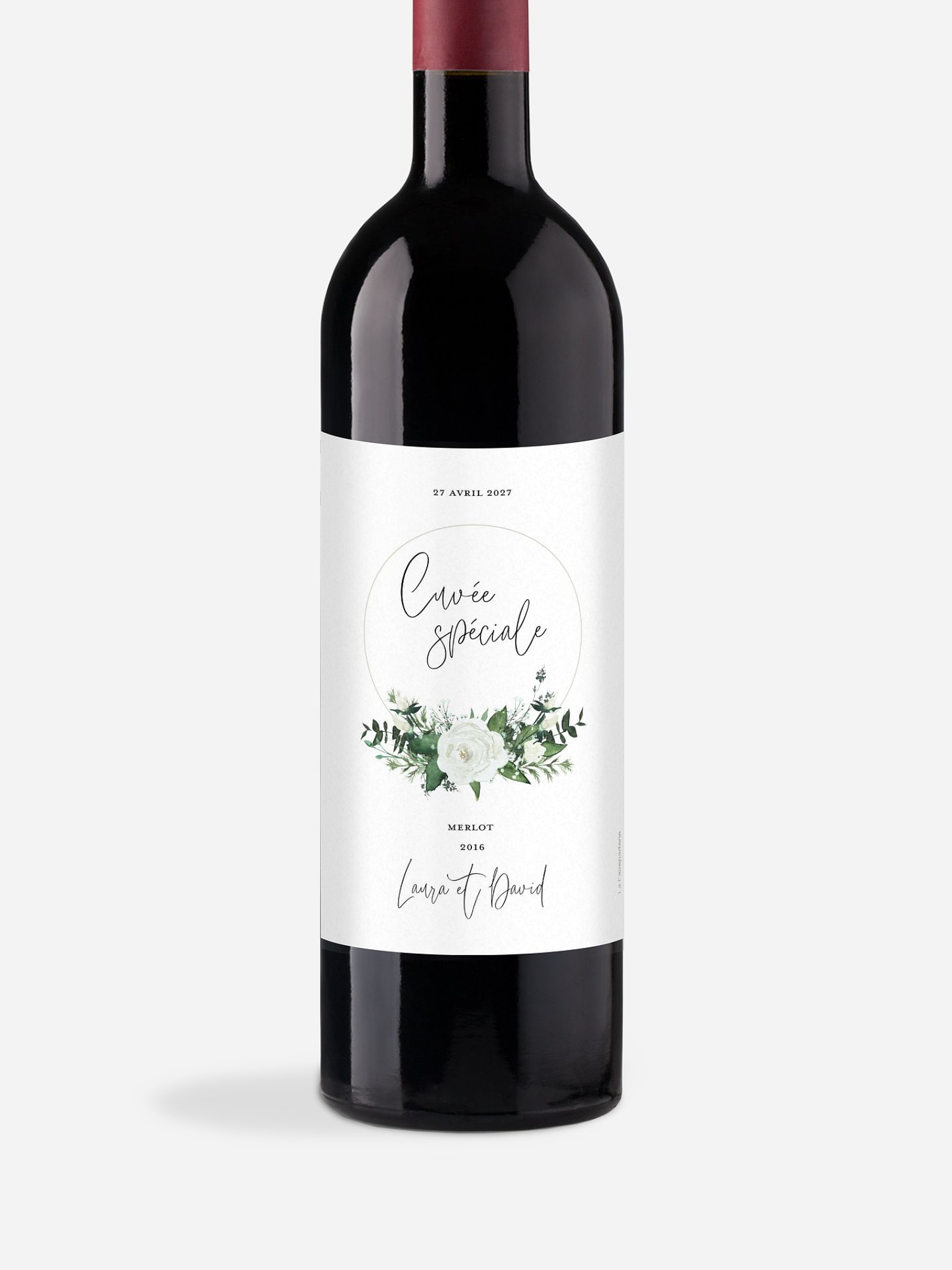 Étiquette bouteille Roses enchantées effet kraft