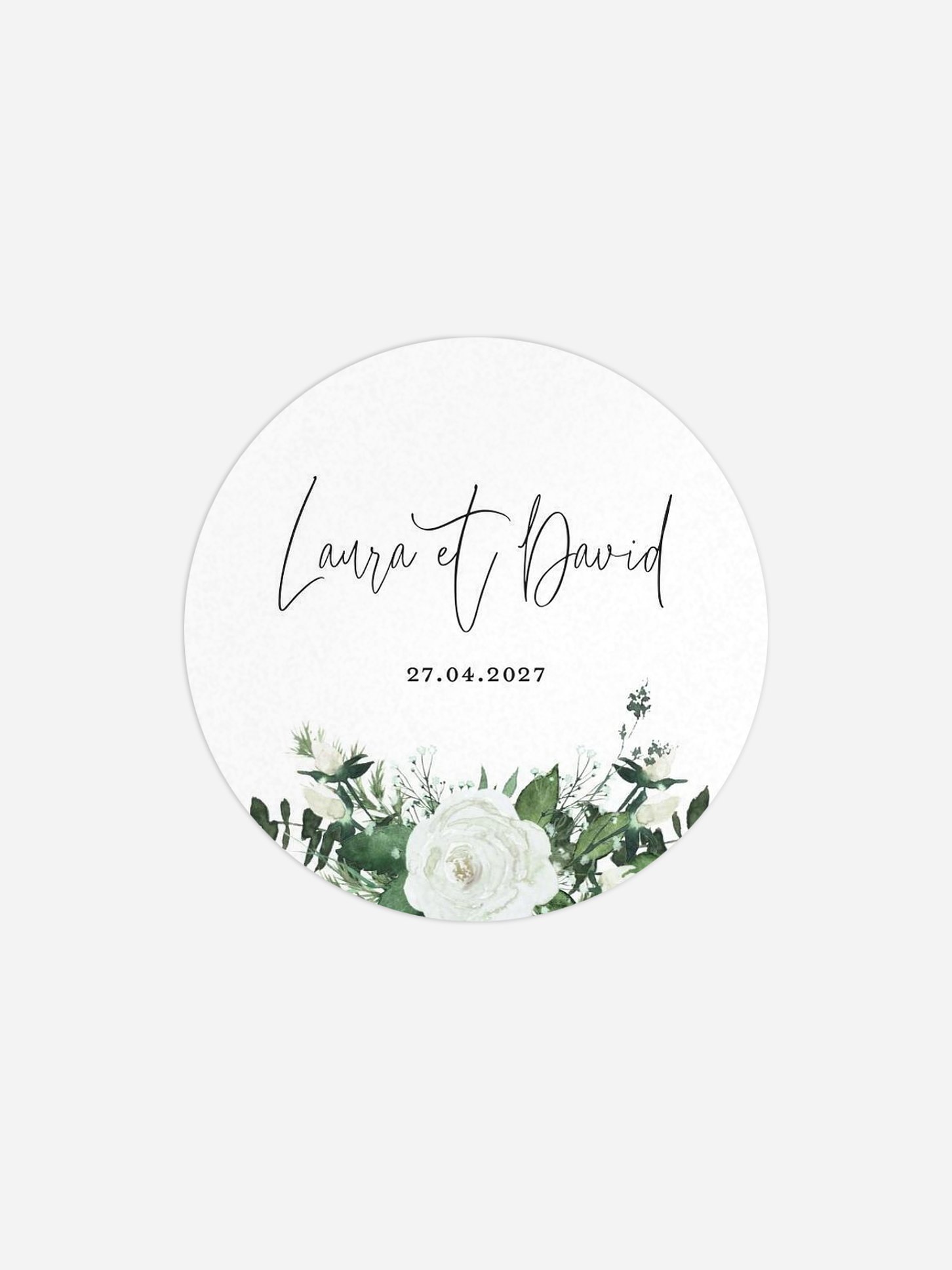 Étiquette cadeau mariage Roses enchantées effet kraft