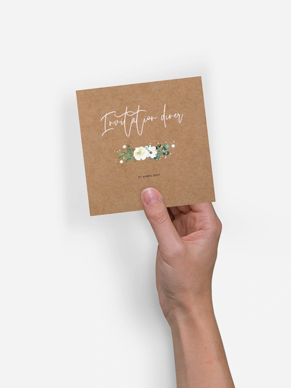 Carton d'invitation Roses enchantées effet kraft