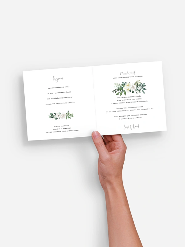 Faire-part de mariage Roses enchantées effet kraft