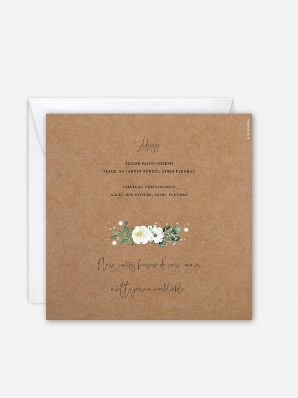 Faire-part de mariage Roses enchantées effet kraft
