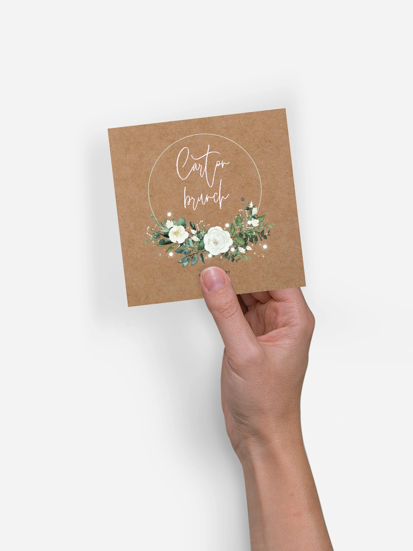Carte brunch Roses enchantées effet kraft