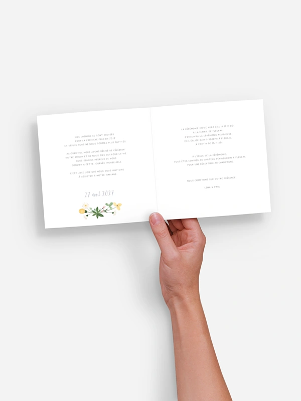 Faire-part de mariage Poème printanier