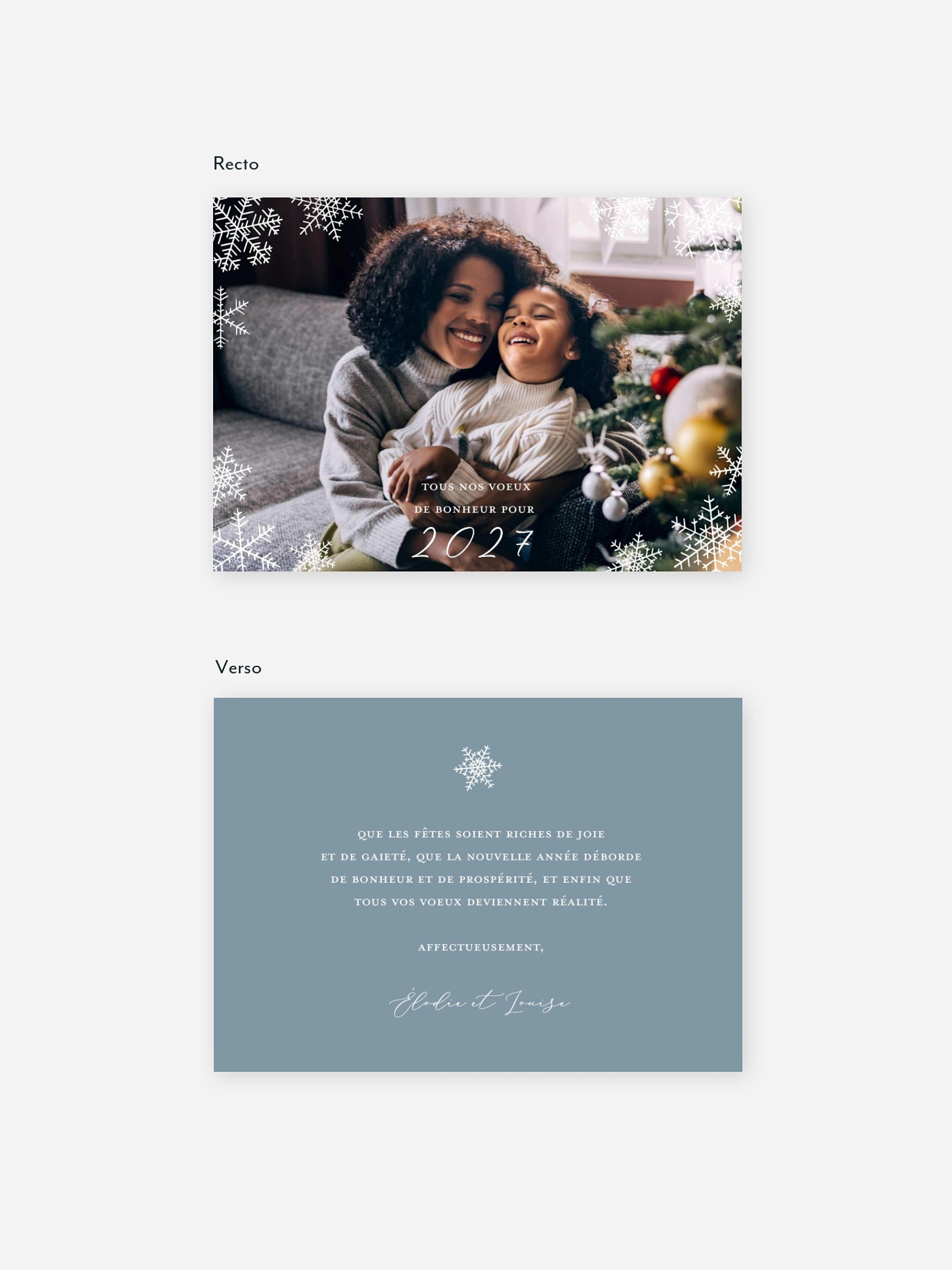 Carte de voeux Flocons de neige