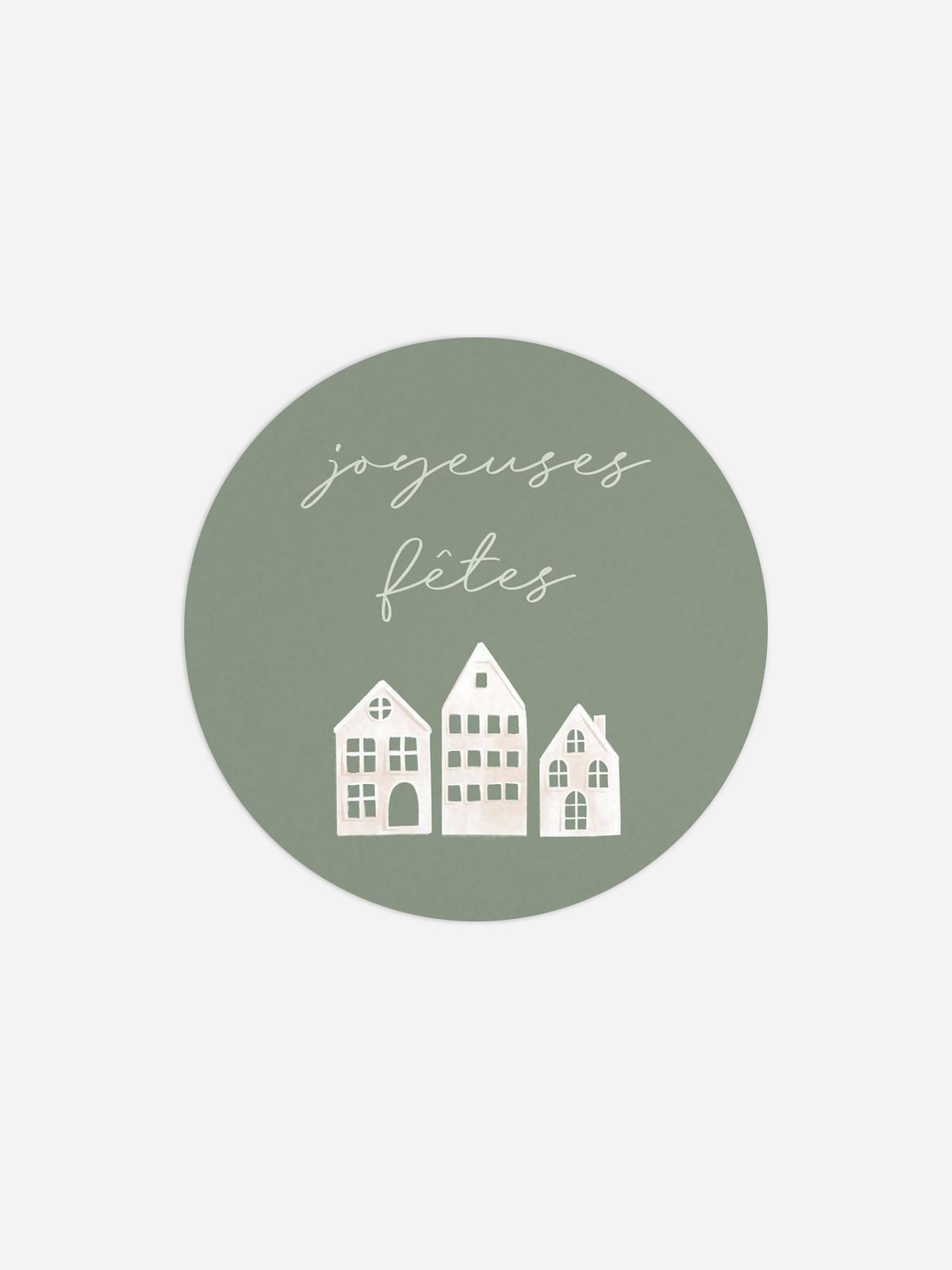 Étiquette cadeau Noël Village d'hiver