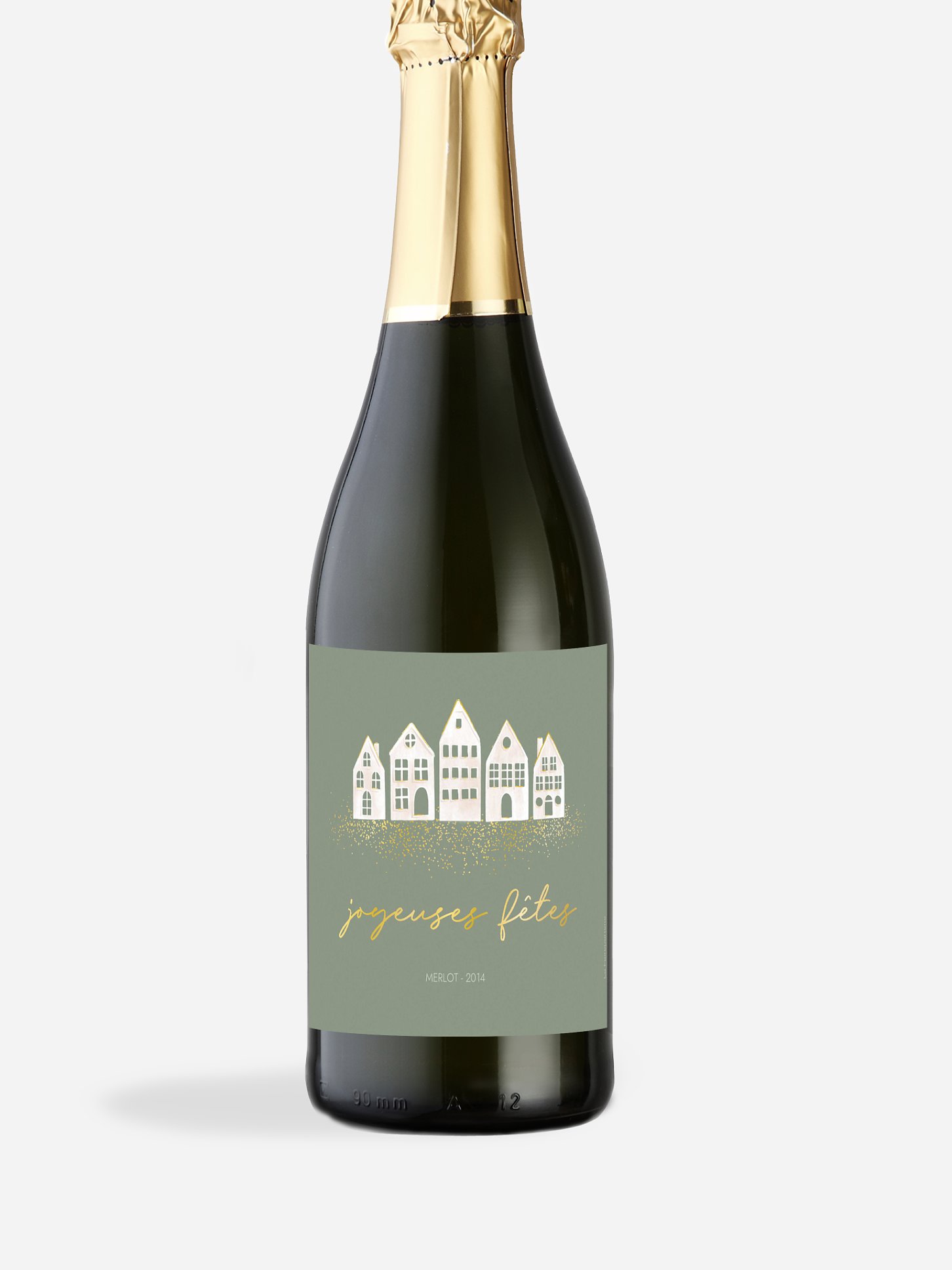 Étiquette pour bouteille Village d'hiver