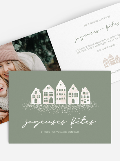 Carte de Noël Village d'hiver