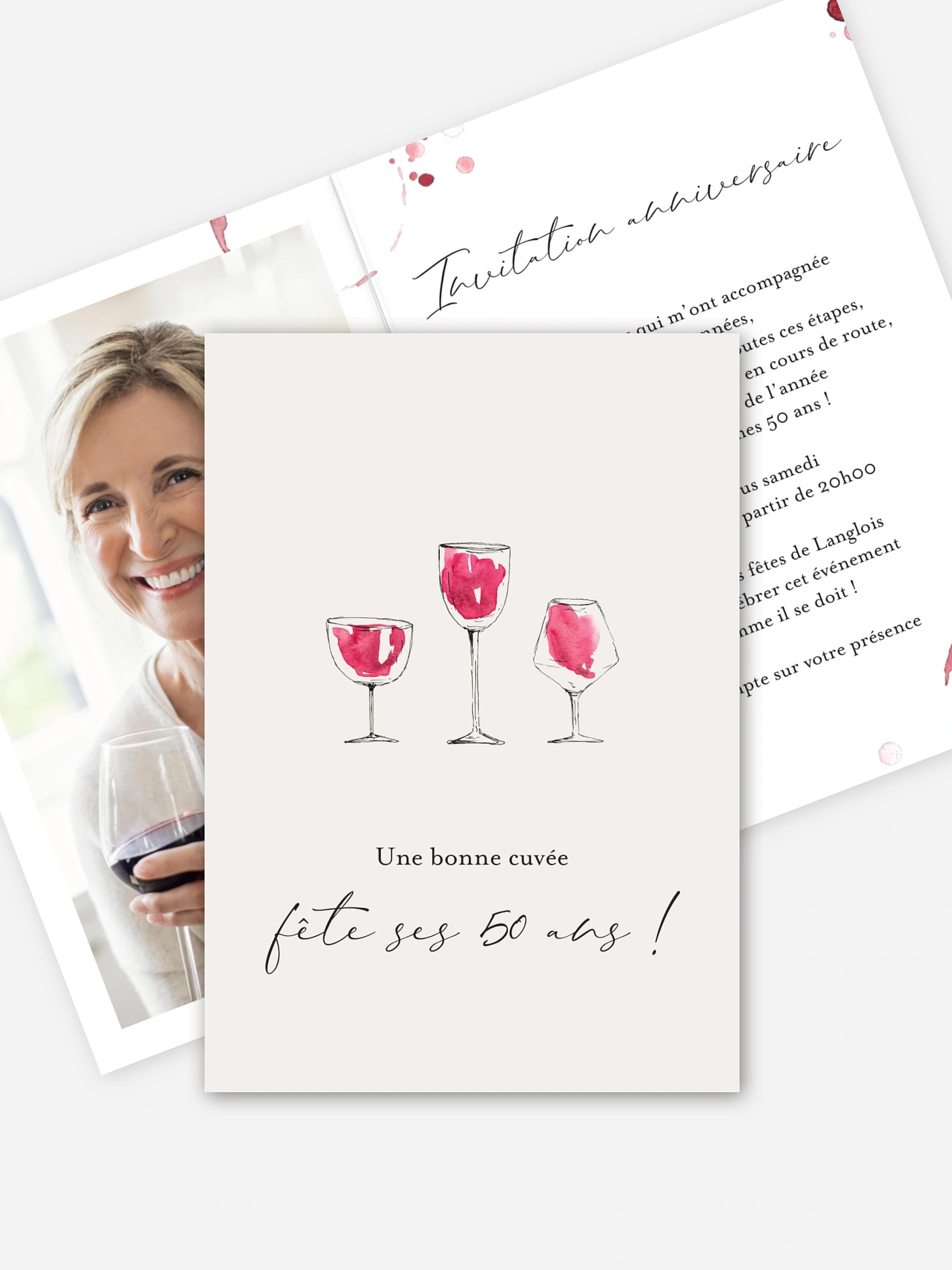 invitation anniversaire 50 Verres de vin