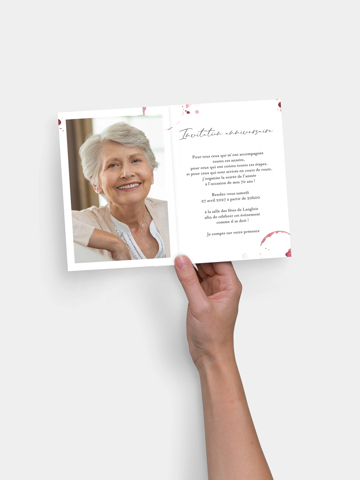 invitation anniversaire 70 Verres de vin