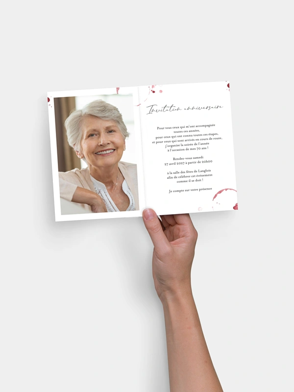 invitation anniversaire 70 Verres de vin